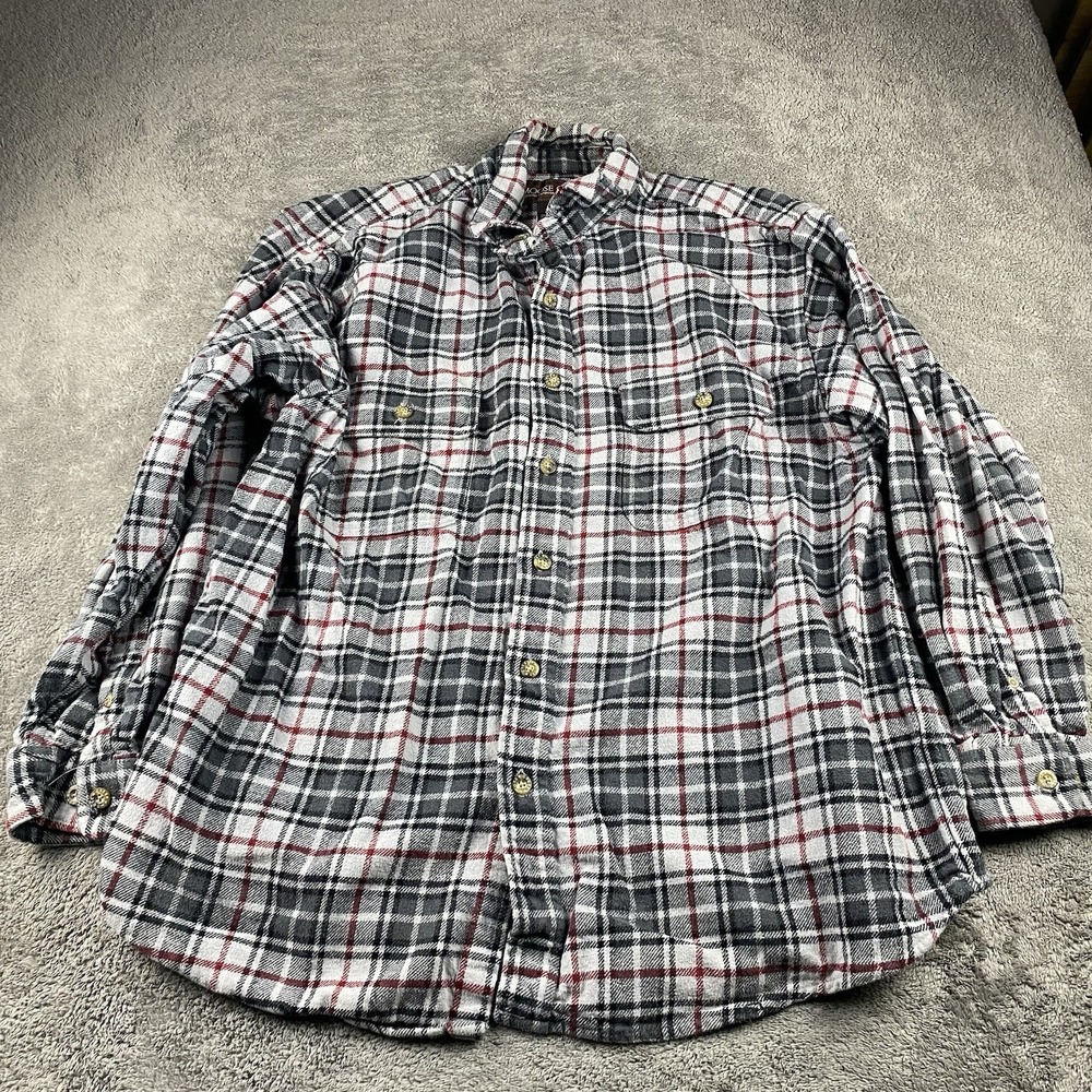 Vintage Moose Creek Collard Button Up Shirt Mens XL Gray Plaid Long Sleeve‎